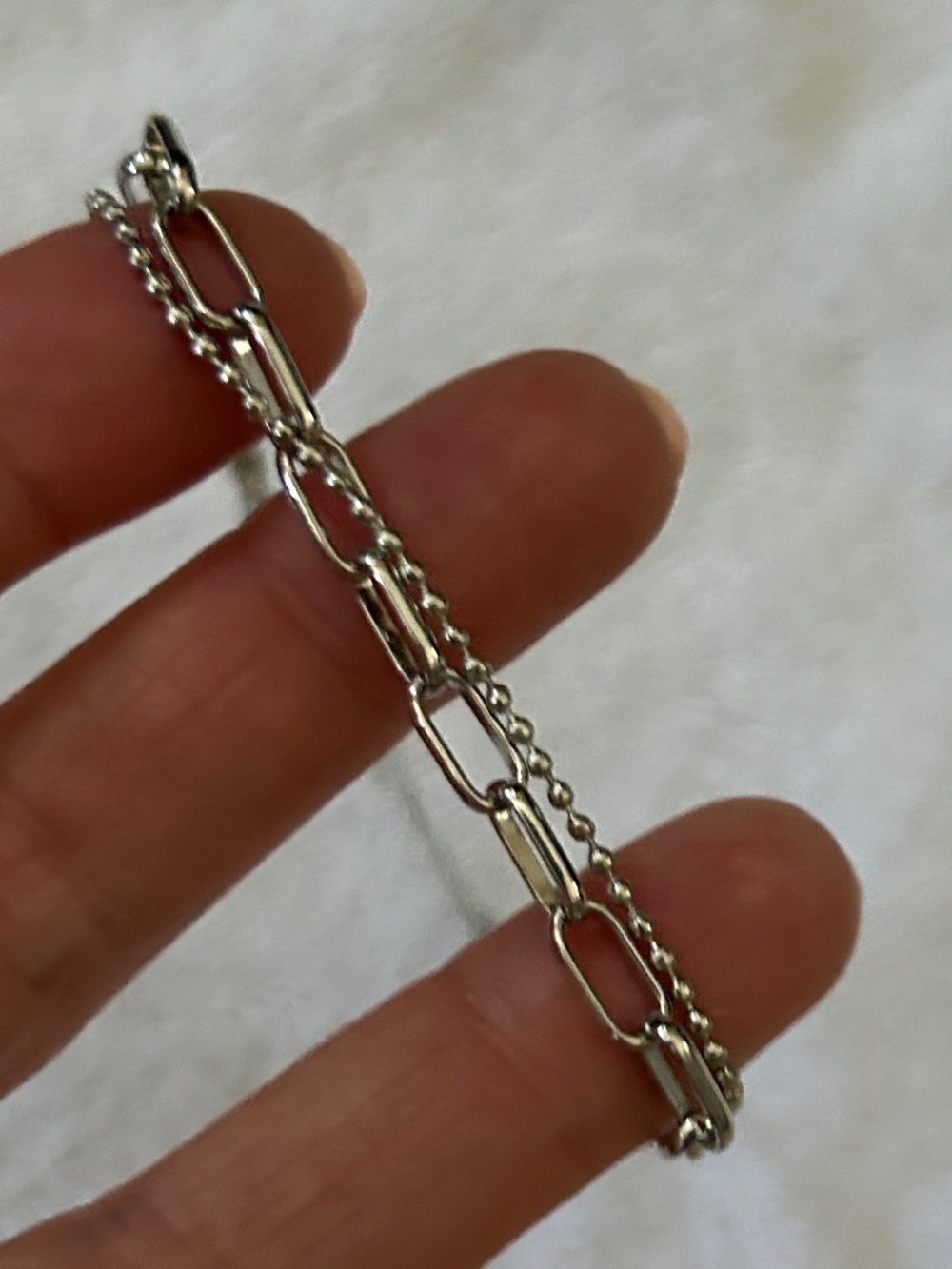 NEW set of 2 silver clip/chain bracelets L-XL